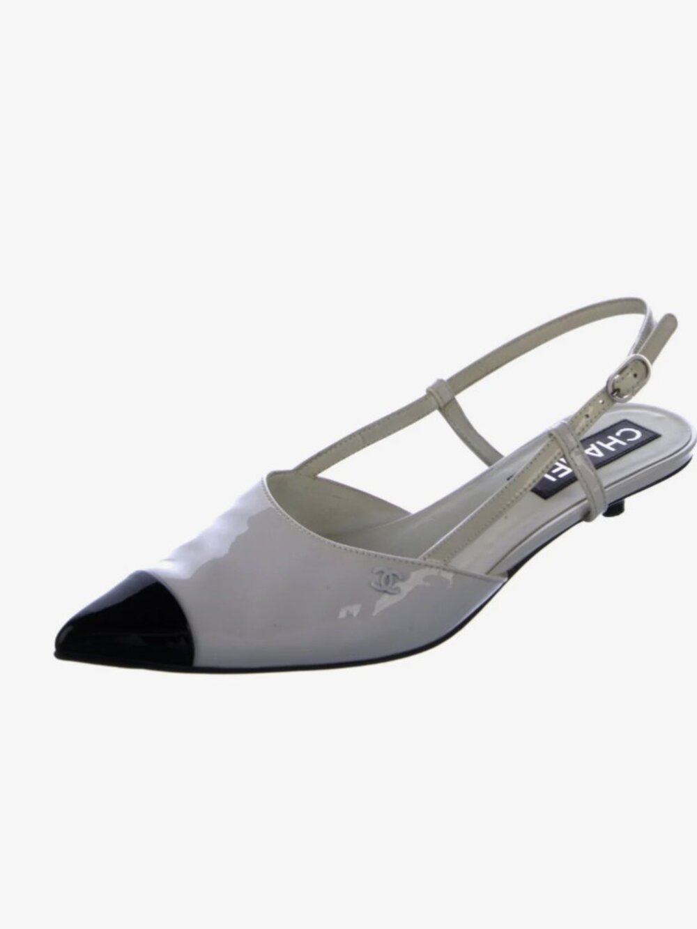Interlocking CC Logo Slingback Pumps Black and White 38